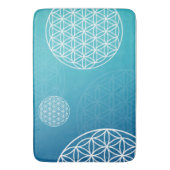 Blume des Lebens blau / türkis Badematte (Vorderseite Vertikal)
