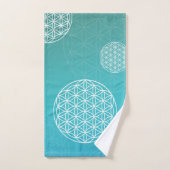 Blume des Lebens blau / türkis Badhandtuch Set (Handtuch)