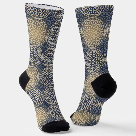 BLUME DES LEBENS - Blaues Sandmuster Socken (Gewinkelt)