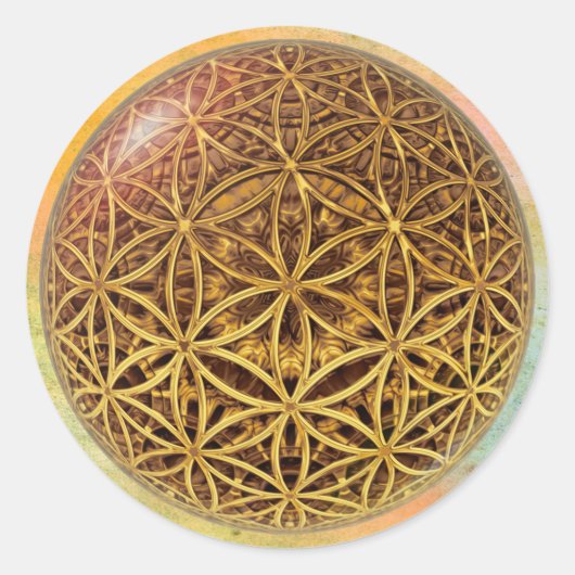 Blume des Lebens / Blume des Lebens - Ballgitter G Runder Aufkleber (Vorderseite)