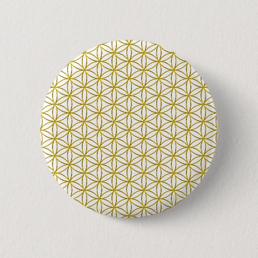 Blume des Lebens / Blume des Lebens - goldenes Mus Button (Vorderseite)