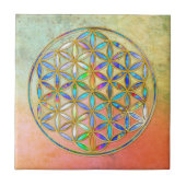 Blume des Lebens / Blume des Lebens - goldfarben Fliese (Vorderseite)