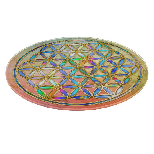 Blume des Lebens / Blume des Lebens - goldfarben Schneidebrett (Ecke)