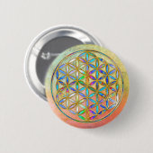 Blume des Lebens / Blume des Lebens - goldfarbig Button (Vorne & Hinten)