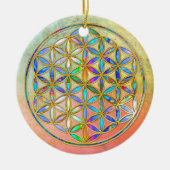 Blume des Lebens / Blume des Lebens - goldfarbig Keramikornament (Vorne)