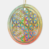 Blume des Lebens / Blume des Lebens - goldfarbig Keramikornament (Links)