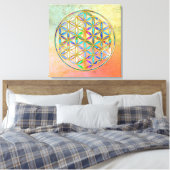 Blume des Lebens / Blume des Lebens - goldfarbig Leinwanddruck (Insitu (Schlafzimmer))