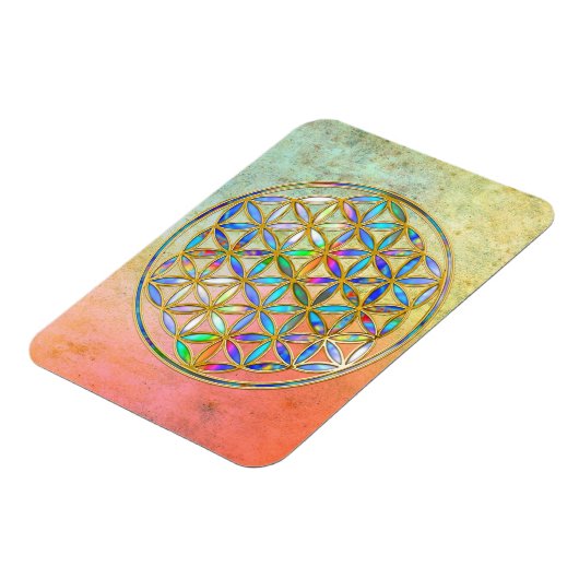Blume des Lebens / Blume des Lebens - goldfarbig Magnet (Linke Seite)