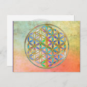 Blume des Lebens / Blume des Lebens - goldfarbig Postkarte (Vorne/Hinten)