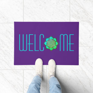 Blume des Lebens / Blume des Lebens Lotus türkis Fußmatte