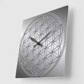 Blume des Lebens Blume des Lebens Metallic Silver Quadratische Wanduhr (Winkel)