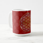 Blume des Lebens / Blume des Lebens - Muster rot Kaffeetasse (Vorderseite Links)