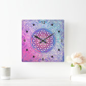 Blume des Lebens / Blume des Lebens - Ornament V Quadratische Wanduhr (Zuhause)