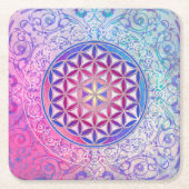 Blume des Lebens / Blume des Lebens - Ornament V Rechteckiger Pappuntersetzer (Vorderseite)