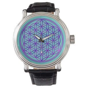 Blume des Lebens / Blume des Lebens Rosa blau Armbanduhr
