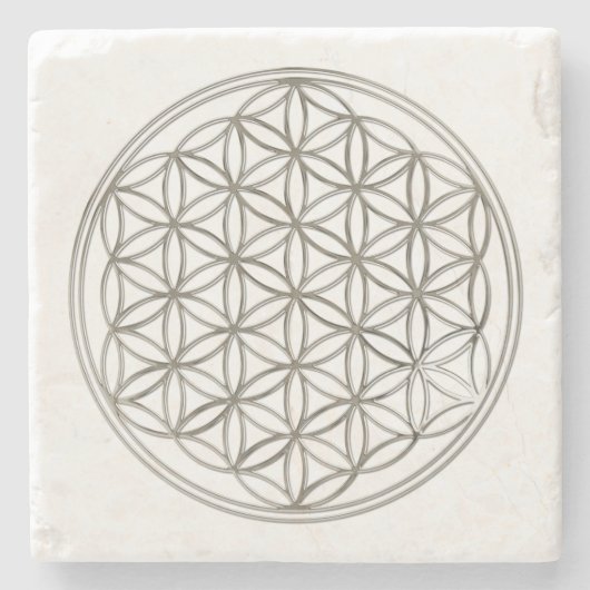 Blume des Lebens / Blume des Lebens - Silber Steinuntersetzer (Vorderseite)