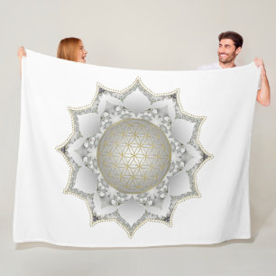 Blume des Lebens - Blüten Mandala 1 Fleecedecke