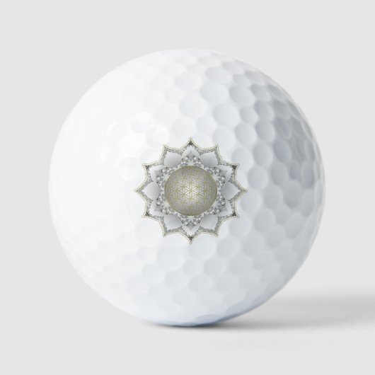 Blume des Lebens - Blüten Mandala 1 Golfball (Vorderseite)