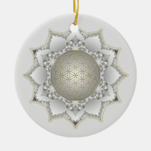Blume des Lebens - Blüten Mandala 1 Keramik Ornament