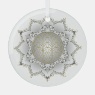 Blume des Lebens - Blüten Mandala 1 Ornament Aus Glas
