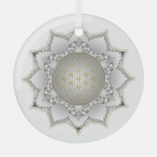 Blume des Lebens - Blüten Mandala 1 Ornament Aus Glas (Vorderseite)