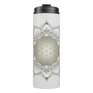 Blume des Lebens - Blüten Mandala 1 Thermosbecher