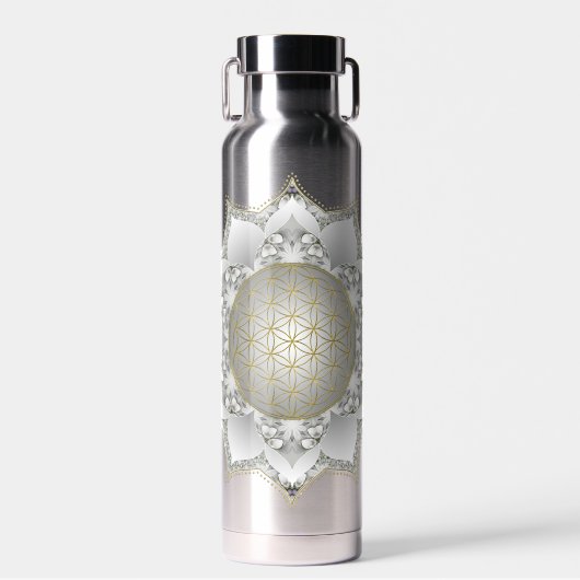 Blume des Lebens - Blüten Mandala 1 Trinkflasche (Vorne)