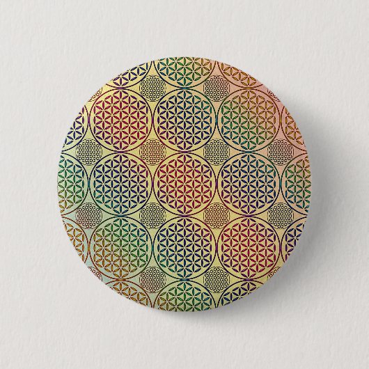 Blume des Lebens - Briefmarke Grunge Muster 1 Button (Vorderseite)