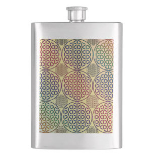 Blume des Lebens - Briefmarke Grunge Muster 1 Flachmann