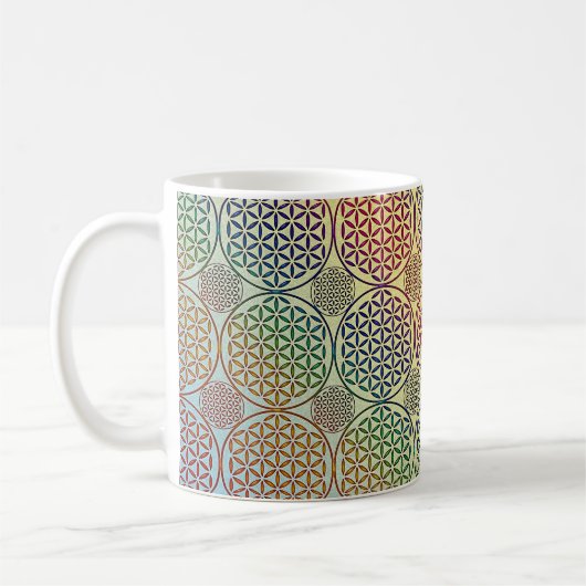 Blume des Lebens - Briefmarke Grunge Muster 1 Kaffeetasse (Links)