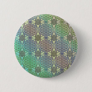 Blume des Lebens - Briefmarke Grunge Muster 2 Button