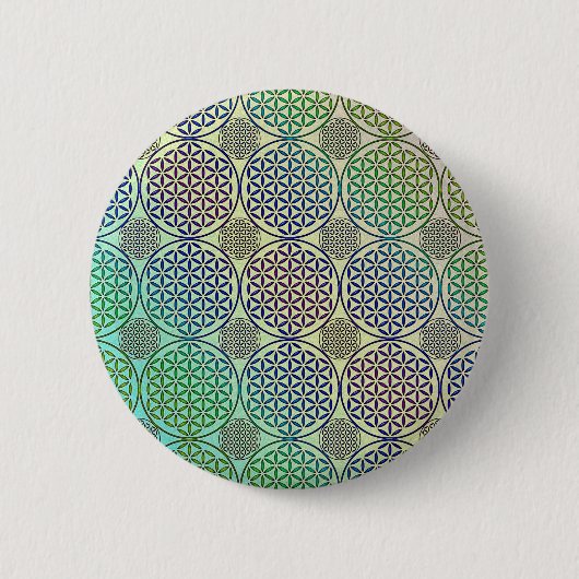 Blume des Lebens - Briefmarke Grunge Muster 2 Button (Vorderseite)