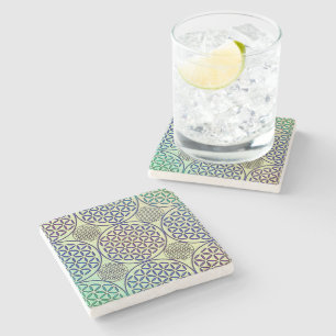 Blume des Lebens - Briefmarke Grunge Muster 2 Steinuntersetzer