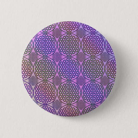 Blume des Lebens - Briefmarke Grunge Muster 3 Button (Vorderseite)