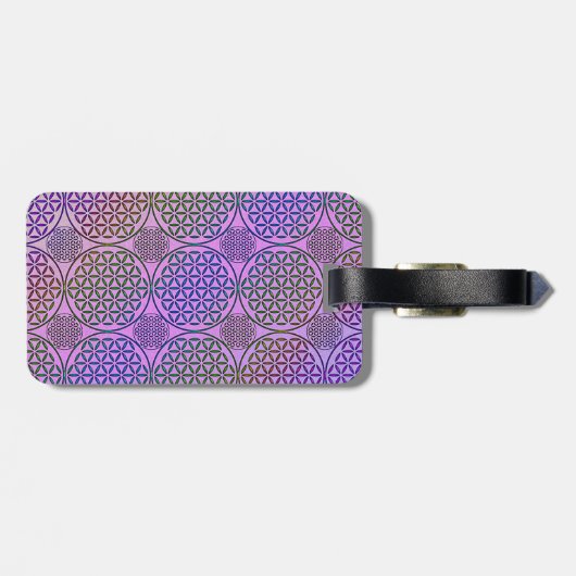 Blume des Lebens - Briefmarke Grunge Muster 3 Gepäckanhänger (Rückseite horizontal)