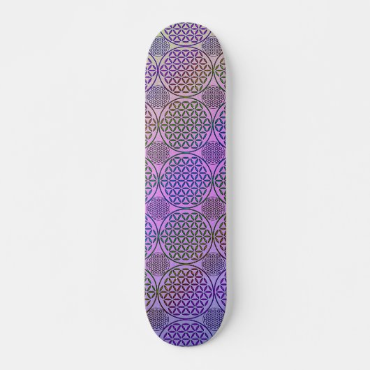 Blume des Lebens - Briefmarke Grunge Muster 3 Skateboard (Vorne)