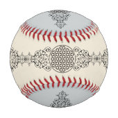 Blume des Lebens - Briefmarke - Ornamente schwarz Baseball (Rückseite)