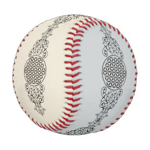 Blume des Lebens - Briefmarke - Ornamente schwarz Baseball