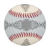 Blume des Lebens - Briefmarke - Ornamente schwarz Baseball (Vorderseite)