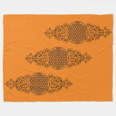 Blume des Lebens - Briefmarke - Ornamente schwarz  Fleecedecke (Vorderseite (Horizontal))
