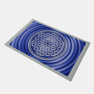 Blume des Lebens - Briefmarke Silber + Ihr Rückgra Fußmatte