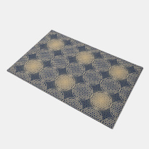 Blume des Lebens - Briefmarkenmuster - blauer Sand Fußmatte