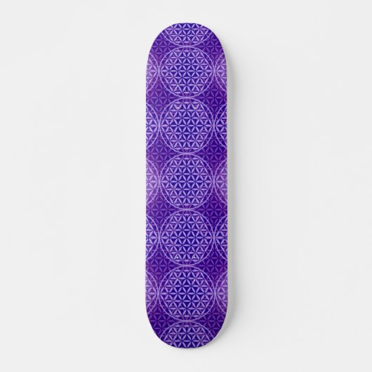 Blume des Lebens - Briefmarkenmuster - lila Skateboard (Vorne)