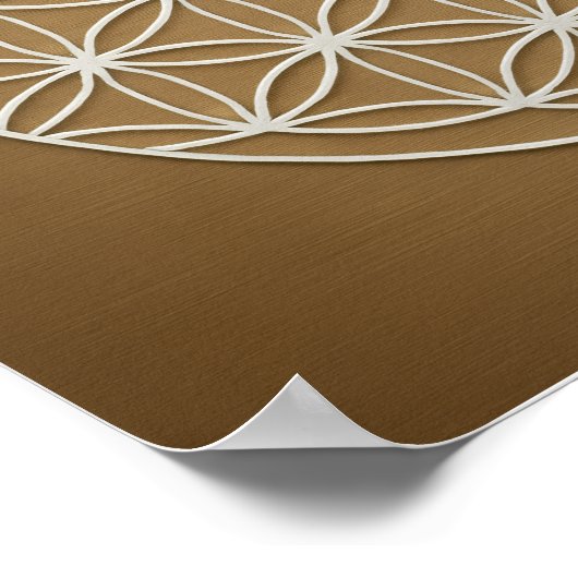 Blume des Lebens Bronze White Poster (Ecke)