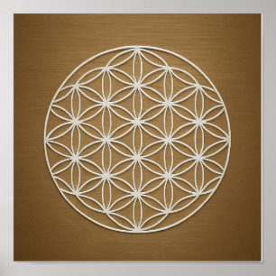 Blume des Lebens Bronze White Poster