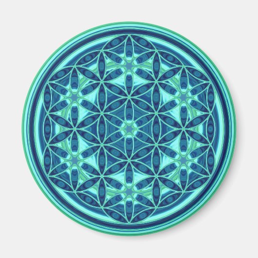 Blume des Lebens - Button Style 01 Magnet (Vorne)