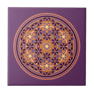 Blume des Lebens - Button Style 02 Fliese