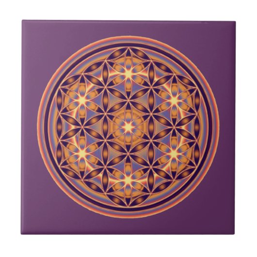 Blume des Lebens - Button Style 02 Fliese (Vorderseite)