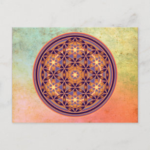 Blume des Lebens - Button Style 02 Postkarte