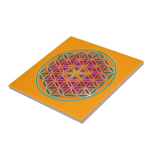 Blume des Lebens - Button Style 03 Fliese (Seite)